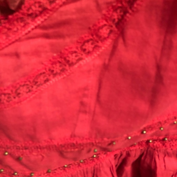 Free People Red Lace-Trimmed Blouse - Picture 2 of 3